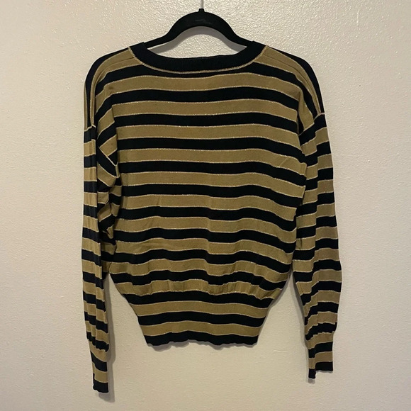 Vintage 80’s ESCADA By Margaretha Ley Gold And Black Striped Sweater Size 40 - Picture 3 of 6